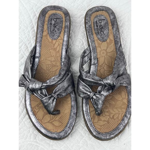 BOC Born Women's Size 9 Silver Gray Slip on Leather Summer Sandals - Picture 1 of 9